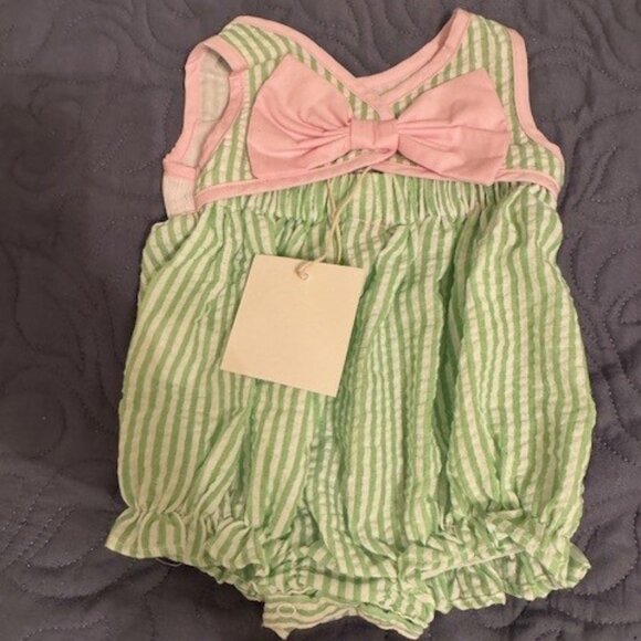 NWT THE SMOCKED FLAMINGO SEA CREATURES BUBBLE FOR LITTLE GIRLS NB - Picture 2 of 2